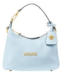 Versace - Logo Plaque Zipped Shoulder Bag - Lyst