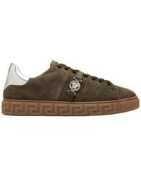 Versace - Greca Embellished Lace-Up Sneakers - Lyst