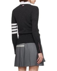 Thom Browne - 4-Bar Striped Buttoned Cardigan - Lyst