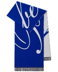 Burberry - Logo Intarsia-Knit Fringe-Edged Scarf - Lyst