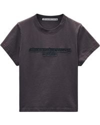 Alexander Wang - Logo Embroidered Cropped T-Shirt - Lyst