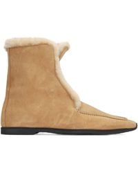 TOTEME - Totême Shearling-Edge Square Toe Boots - Lyst