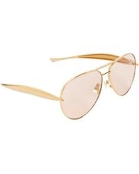 Bottega Veneta - Eyewear Aviator Frame Sunglasses - Lyst
