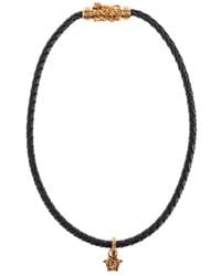 Versace - Medusa Head Pendant Leather Necklace - Lyst
