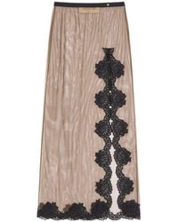 Valentino - Sheer Lace-Trim Maxi Skirt - Lyst