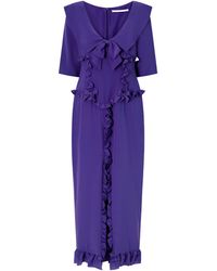 Alessandra Rich - Ruffled Silk-Crepe De Chine Midi Dress - Lyst