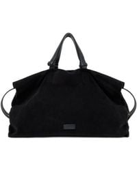 Giorgio Armani - Suede Travel Duffel Bag With Leather Handles And Zipper - Lyst
