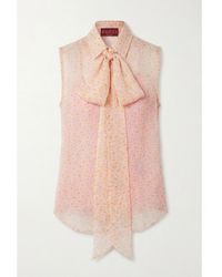 Gucci - Printed Neck-Bow Sleeveless Top - Lyst
