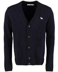 Maison Kitsuné - Maison Kitsuné V-Neck Long-Sleeved Cardigan - Lyst