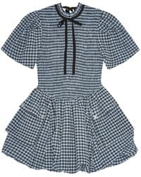 ワンピース GANNI Seersucker Check Mini Smock Dress Soft Chambray Blue Seersucker Check Mini Smock Dress | GANNI US