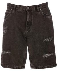 Dolce & Gabbana - Ripped-Detailing Knee-Length Denim Shorts - Lyst