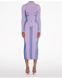 Jean Paul Gaultier - Metallic-Striped Wool-Blend Dress - Lyst