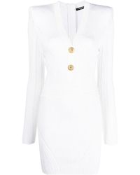 Balmain - Ribbed-Knit Mini Dress - Lyst
