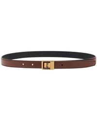 Saint Laurent - Logo-Engraved Leather Belt - Lyst