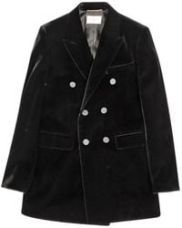 Saint Laurent - Double-Breasted Velvet Jacket - Lyst