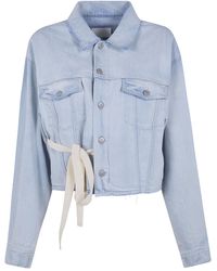MM6 by Maison Margiela - Tie Detailed Denim Jacket - Lyst