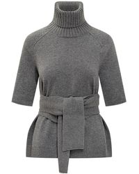 Lanvin - Cut Out Detailed Roll Neck Knitted Top - Lyst