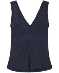 P.A.R.O.S.H. - Frayed V-Neck Blouse - Lyst