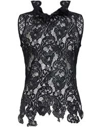 GIUSEPPE DI MORABITO - Ruffled Lace Sleeveless Top - Lyst