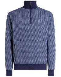 Etro - Cotton Jacquard Sweater With Zip And Pegaso Embroidery - Lyst