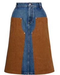 Stella McCartney - Faux Suede-Trimmed Denim Midi Skirt - Lyst