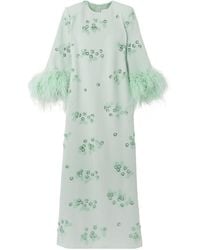 Huishan Zhang - Elias Feather-Trimmed Embellished Recycled Crepe-Jersey Gown - Lyst