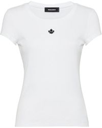 DSquared² - Leaf Logo Plaque Crewneck T-Shirt - Lyst