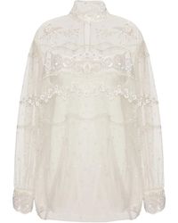 Valentino - Tulle Illusione Embroidered Top - Lyst