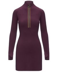 K-Way - Short Scuba Mini Dress With High Collar And Zip Closure - Lyst