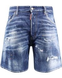 DSquared² - Paint-Splatter Denim Shorts - Lyst