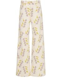 Ulla Johnson - Floral Mid-Rise Wide-Leg Jeans - Lyst