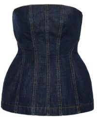 Magda Butrym - Strapless Denim Corset Top - Lyst