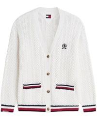 Tommy Hilfiger - Cable-Knit Embroidered Cardigan - Lyst