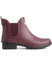 Barbour - Burgundy Side Elastic Short Rain Boot - Lyst