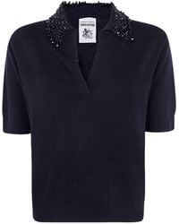 Semicouture - Bead-Embellished Short-Sleeve Sweater - Lyst