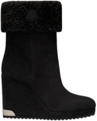 Moncler - Wedge Sole Suede Boots - Lyst