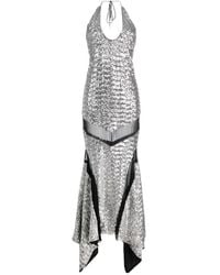 The Attico - The Saskia Sequinned Asymmetric Hem Maxi Dress - Lyst