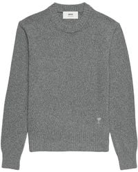 Ami Paris - Ami De Coeur Logo-Embroidered Knitted Jumper - Lyst