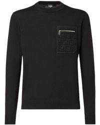 Fendi - Ff Embossed Crewneck Jumper - Lyst