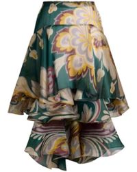 Etro - Floral Motif Asymmetric Midi Skirt - Lyst