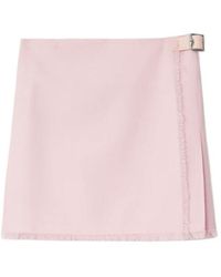 Burberry - Buckle-Fastened Frayed-Hem Pleated Kilt - Lyst