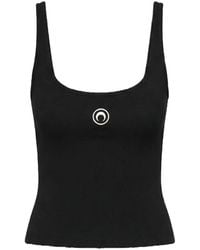 Marine Serre - Moon Logo Ribbed Jersey Cropped Tank Top - Lyst