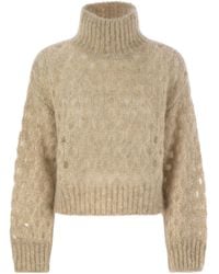 Brunello Cucinelli - Dazzling Net Turtleneck Jumper - Lyst