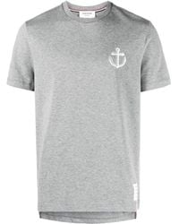 Thom Browne - Anchor Embroidered Crewneck T-Shirt - Lyst