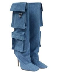 The Attico - Sienna Tube Denim Knee-High Boots - Lyst