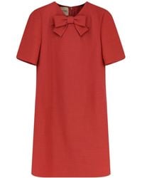 Valentino - Bow Detail Short Sleeve Dress - Lyst