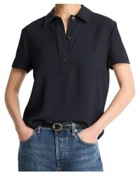 Vince - Crepe Button Polo Top - Lyst
