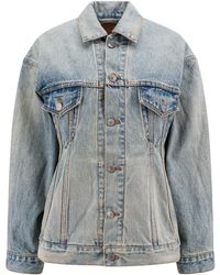 Balenciaga - Collared Button-Up Denim Jacket - Lyst