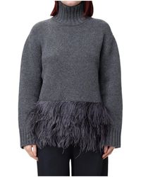 Fabiana Filippi - Feather-Trim Turtleneck Knitted Sweater - Lyst