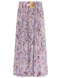 Balmain - Pleated Floral Maxi Skirt - Lyst